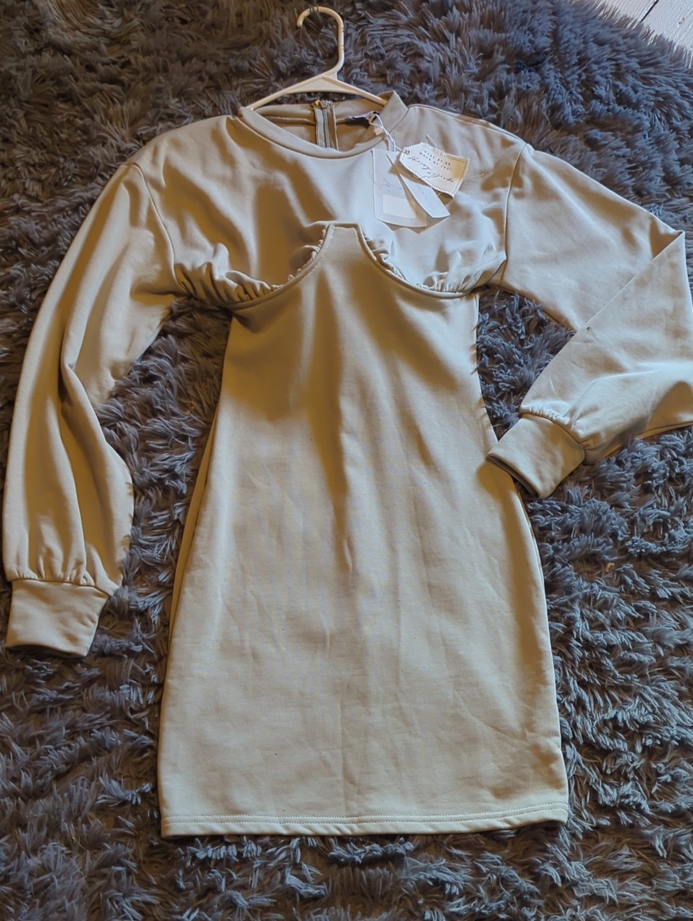 Sabo Skirt Long Sleeve Cutout Dress in Beige